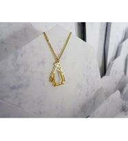 24 Ayar Has Altın Kaplama ORİGAMİ PENGUEN 925 Ayar Gümüş Kolye