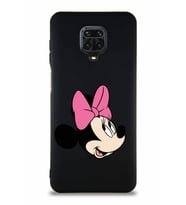 Xiaomi Redmi Note 9 Pro Soft Premier Kapak Minnie Mouse-A Tasarımlı Silikon Kılıf - Siyah (Şeffaf)