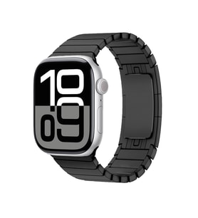 Watch 10 46mm KRD-35 Parçalı Çizgi Tasarım Metal Kordon (Siyah)