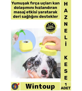 #Kese Yumuşak Silikon Masaj Etkili Pratik Şık Banyo Fırçası Şampuan Hazneli Kedi Köpek Yıkama Kesesi