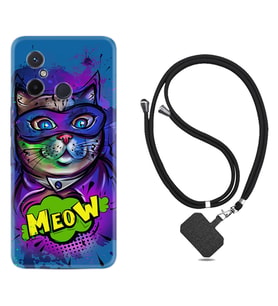 Xiaomi Redmi 12C Kılıf Silikon Boyun Askılı İpli Desenli Silikon Super Meow 1715