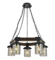 AVONNI AV-60002-5ET Eskitme Kaplama Modern Avize E27 Metal Ahşap Cam 50cm