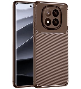 Newface Xiaomi Redmi Note 14 Pro Plus Kılıf Auto Focus Karbon Kapak - Kahverengi