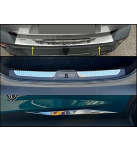 Peugeot 408 Krom Set 2022> 6 Parça Paslanmaz Çelik (Yan Kapı Çıtası + Arka Tampon + Bagaj İç Eşiği)
