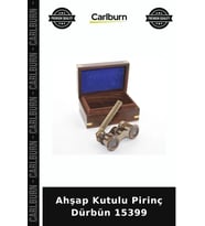 Özel Üretim Dekoratif Hediyelik Antika Görünümlü Koleksiyon Tasarım Ahşap Kutulu Pirinç Dürbün 15399