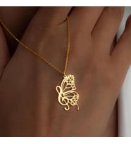 Tasarım Müzik Notası Kelebek Kolye 925K Gümüş (Gold)