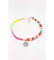 Rengarenk Neon Renk İpli ve Taşlı Halhal (Rose - Yeşil)