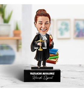 Kişiye Özel Kadın Avukat Karikatürlü Biblo