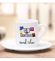Grafiker Türk Kahve Fincanı (Beyaz)