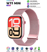 Watch W- 11 Mini 41mm Akıllı Saat Android iPhone Uyumlu AMOLED Ekran Sesli Görüşme NFC Yapay Zeka ( Rose )