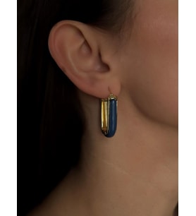 Vintage Gold & Lacivert Detaylı Sallantılı Küpe