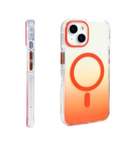 Coverzone iPhone 13 i�in K?l?f MagSafe ile uyumlu Transparan Renk Ge�i?li Z-Toros M-safe Kablosuz ?arj destekli Gradyan Tasar?m IPHONE 13 ?LE UYUMLU KILIF Turuncu