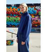 Kadın Fitted Fermuarlı Yaka Crop Rahat Kesim Crop Basic Fermuarlı Kalın Polarlı Örme Sweatshirt
