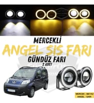 Peugeot Bipper 2008-2022 Uyumlu Mercekli Angel Sis Farı Metal 76 mm Sarı Halkalı Gündüz Farı 2 Adet