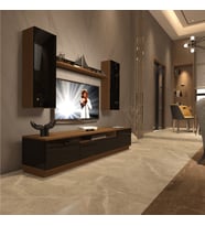 Decoraktiv Trio 5DS Mdf Tv Ünitesi Tv Sehpası - Ceviz Siyah (Siyah - Ceviz)