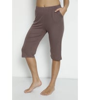 Lüx Nefes Alan Özel Likralı Viskon Cepli Kadın Kapri & Bermuda (Kahverengi)