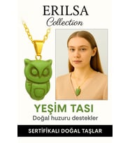 Sertifikalı Sarı Renkli Baykuş Model Yeşim Taşı Kolye – Bilgelik, Huzur ve Bereket Taşı (Çok Renkli)