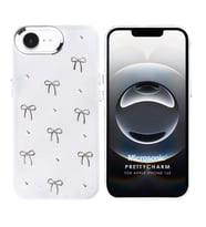 Microsonic Apple iPhone 16e Kılıf PrettyCharm Bow (Gümüş)