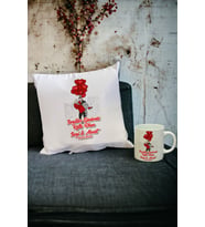 Sevgiliye Hediye Kupa Bardak ve Yastık Set 013 (Beyaz)