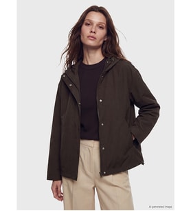 LCW Modest Kahverengi Kapüşonlu Oversize Kadın Yağmurluk