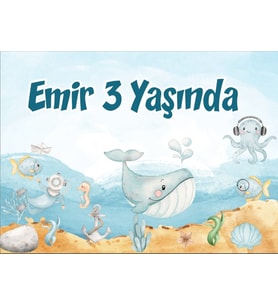 Deniz Yaşamı Doğum Günü Afişi 35X50 cm