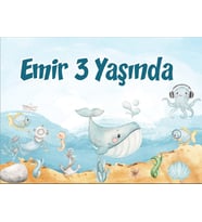 Deniz Yaşamı Doğum Günü Afişi 35X50 cm