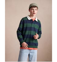 LCW Kids Yeşil Polo Yaka Çizgili Erkek Çocuk Sweatshirt