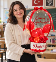 Kişiye Özel İsimli Canım Öğretmenim Yazılı LED Işıklı Bobo Balon Öğretmenler Günü Hediyesi Öğretmene Hediye