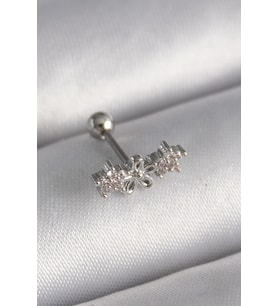 316L Çelik Gümüş Renk Zirkon Taşlı Çiçek Tragus Piercing 5886 - SSSSSS1211-6894