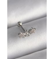 316L Çelik Gümüş Renk Zirkon Taşlı Çiçek Tragus Piercing 5886 - SSSSSS1211-6894