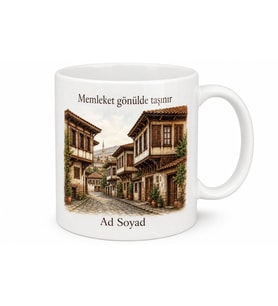 Ahşap Evler Temalı Kişiye Özel Memleket Kupa Bardak Hediye