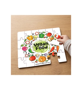 Vegan Yiyecekler Tasarımlı 24 Parça Ahşap Çocuk Puzzle MPK0263