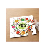 Vegan Yiyecekler Tasarımlı 24 Parça Ahşap Çocuk Puzzle MPK0263