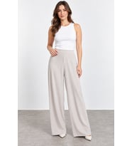 Kadın Rahat Kesim Beli Lastikli Bol Paça Pantolon Y26-1603 - Bej