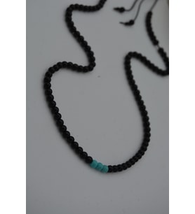 STONEAGE JEWELLERY Turkuaz ve Oniks Taşlı Metalsiz Kolye