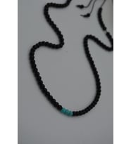 STONEAGE JEWELLERY Turkuaz ve Oniks Taşlı Metalsiz Kolye
