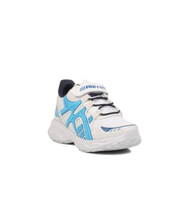 Beyaz Lacivert Cırtlı Fileli Hafif Unisex Çocuk Spor Ayakkabı F (Beyaz - Lacivert)
