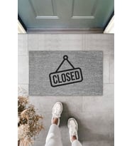 Dormot Modern Dijital Baskı - Gri Closed Paspas - 70x45 cm Kapı Önü Paspası (Bej)