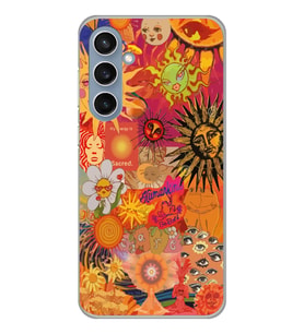 Samsung Galaxy S23 FE Uyumlu Vintage Kolaj Desenli Şeffaf Telefon Kılıfı