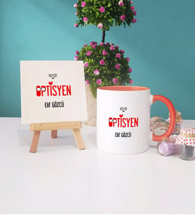 Optisyen Kupa Bardak Turuncu Dekoratif Taş Baskı