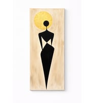 Modern Soyut Kadın Tablosu 60x120 – Büyük Boy Kanvas Duvar Tablosu –  %100 El Yapımı Minimal Dekoratif Tablo