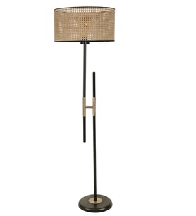 FELİX SİYAH LAMBADER SİLİNDİR RATTAN ABAJURLU