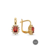 MYOROGOLD 14 Ayar Altın Garnet Renkli Taşlı Küpe