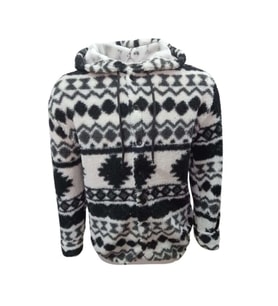 Yegua Y00431 Erkek Desenli Kuzu Peluş Hırka - Y00431 - Siyah - ST00431-Siyah-S