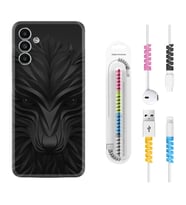 Samsung A23 A31 A32 A50 A51 A52 A53 A70 Kılıf Kablo Koruma Spiral Silikon Black Fox 1325