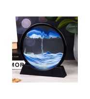 HyMark Hareketli 3D Kum Saati 30cm Büyük Boy Mavi Yuvarlak 12inch Cam Dekoratif Sanatsal Rahatlatıcı