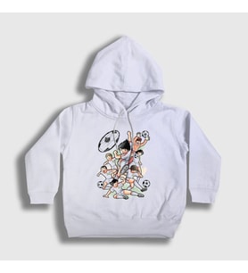 Presmono Unisex Çocuk Beyaz Niupi Futbol Anime Kaptan Captain Tsubasa Kapüşonlu Sweatshirt 325512tt