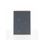 Arges Dolap 7 Raflı 5 Kapaklı Tek Askılı 132x30x195 Çam-Antrasit/Aytaşı