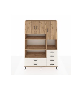Hyperion Dolap 9 Raflı 6 Çekmeceli 3 Kapaklı 132x44x195 Çam-Çam/Aytaşı
