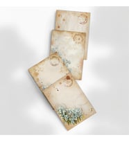 A6 (10,5x14,8 cm) 6’lı Vintage Mavi Çiçekli Scrapbook ve Mektup Kağıdı Seti